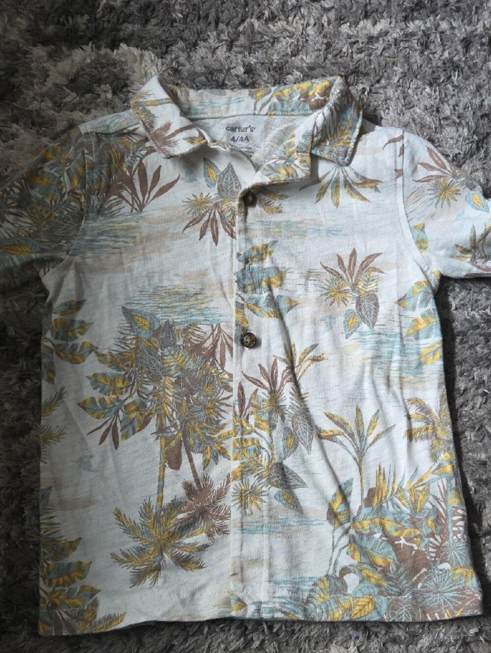 Carter's Light Blue Tropical Print Short Set with Yellow & Brown Accents - Picture 8 of 9